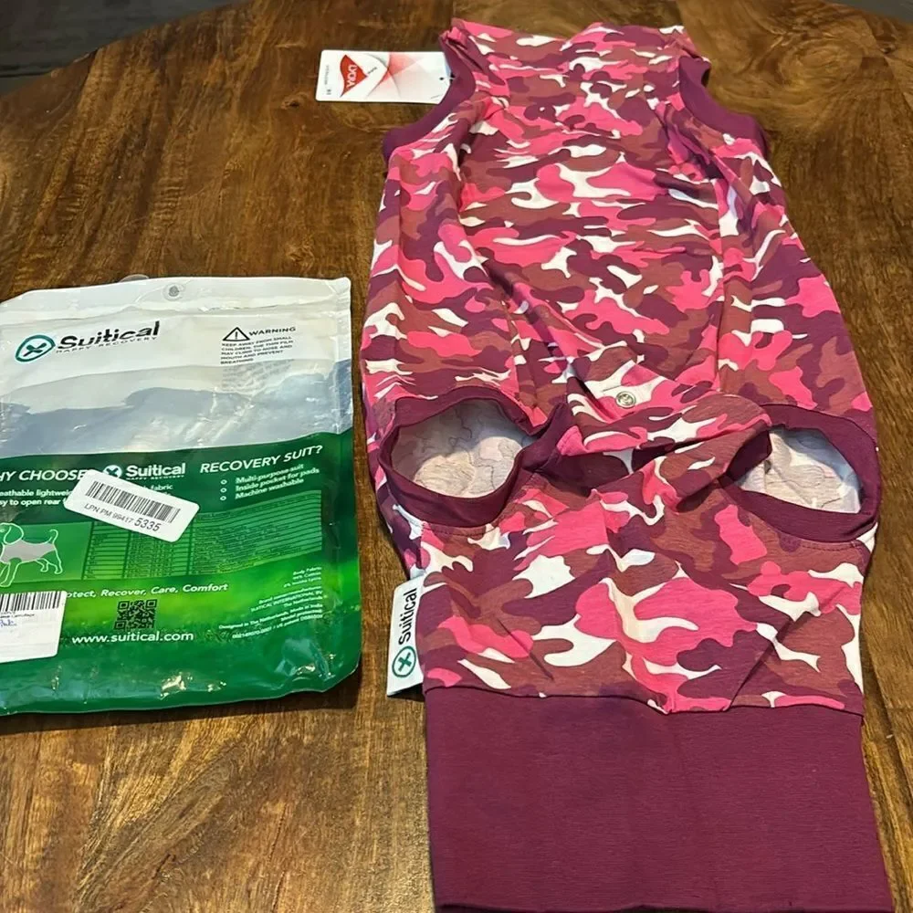 Suitical Dog Surgery Recovery Suit with Clip-Up System - pink camo